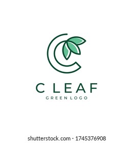 Natural modern logo design with a combination of the letter C symbol and leaf plants