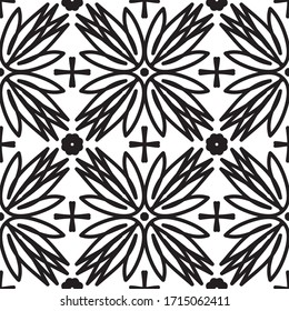 Natural motif seamless pattern. Black and white abstract geometric. The ornament can be used for the manufacture of fabrics, wrapping paper, as an element in design and more.