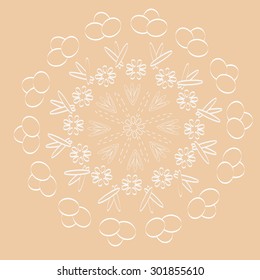 Natural motifs. Circular pattern made from flowers and petals.