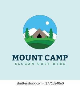 Natural mount camp landscape vector logo design template