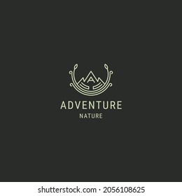Natural mountain line logo design template