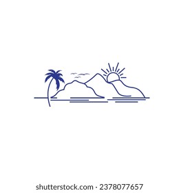 ilustración de diseño de línea de logotipo de montaña natural abstracto