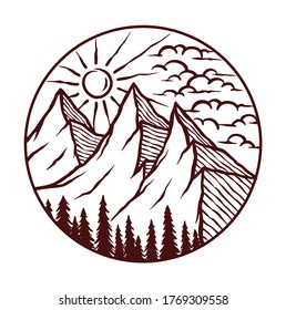 Natural mountain scenery vector illustration