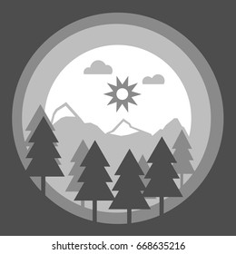 Natural mountain and trees ,vector and illustration.
