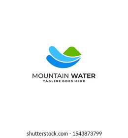 Natural mountain Water Template Design Vector. Emblem, Design Concept, Creative Symbol, Icon.