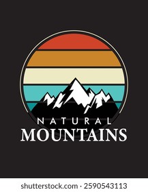 Natural Mountains Scenic Landscape Vintage Retro T-Shirt Design