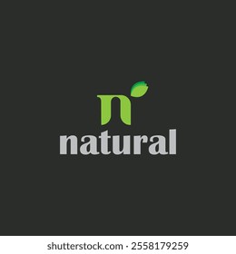 Natural N letter or alphabet logo leaf, oak, olive and tree symbol icon design abstract line, branch leaves, organic products business logotype, grow botanic. Vector modern green isolated illustration