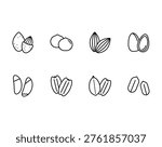 Natural Nut Kernel Shell Icon Set