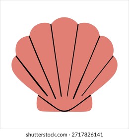 Natural ocean seashell from coastal beach environment isolated vector illustration on white background