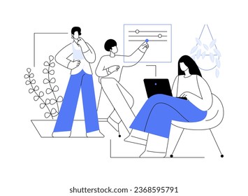 Natural office design isolated cartoon vector illustrations. Colleagues discussing business project in natural eco materials office, professional, meeting in modern workplace vector cartoon.