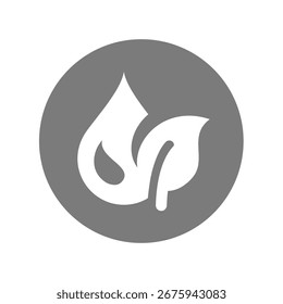 Natural oil with leaf and drop label. Organic oil circle sticker.	