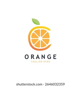 Natural Orange Fruit Flat Design. Fresh Orange Fruit Icon.
