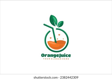natürliches Orangensaftdesign, Vektorgrafik-Logo