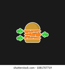 Natural organic burger logo design icon template. Healthy dish restaurant vector illustration