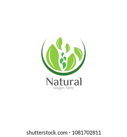 Natural organic care logo design icon template. Eco bio green vector illustration