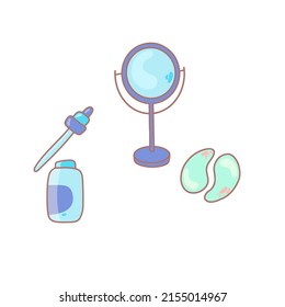 NAtural organic cosmetic for eyes and face. Beauty mirror for makeup