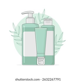 Natural Organic Cosmetic Set Vector Illustration.