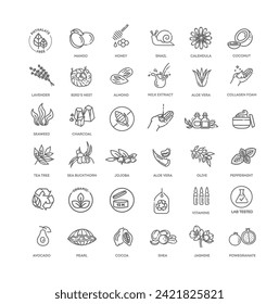 Natural organic cosmetics. Vector icons