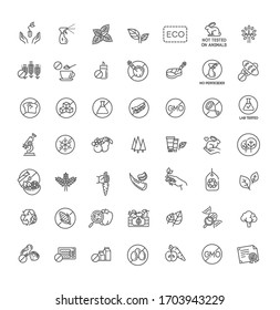 Natural organic cosmetics, vegan food symbols