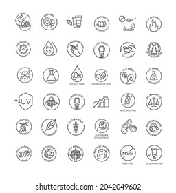 Natural organic cosmetics, vegan food symbols