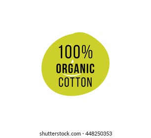 Natural Organic Cotton Vector Label, Sticker, Logo. Isolated Icon On White Background.