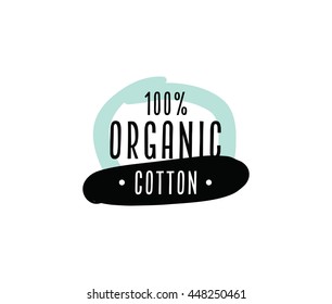 Natural organic cotton vector label, sticker, logo. Isolated icon on white background.