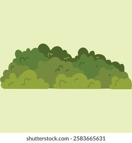 natural and organic element representing a bush, typically depicted with dense foliage, various shades of green, and natural textures. This design used game design and element background