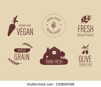 Natural organic farm fresh food logo design. Vintage label minimal style.