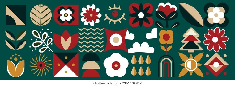 Natural organic flower plants shapes, eco agriculture concept. Abstract geometric food pattern. Vector illustration
