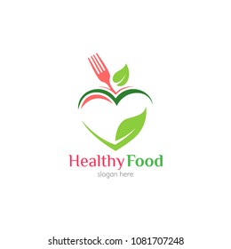 
Natural organic food logo design icon template. Healthy dish restaurant vector illustration