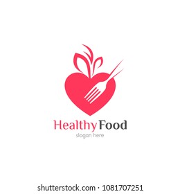 
Natural organic food logo design icon template. Healthy dish restaurant vector illustration