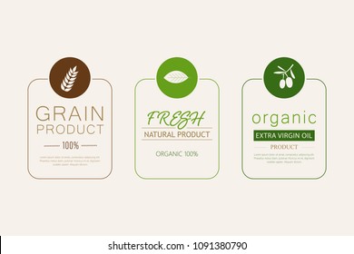 Natural and organic and grain product logo design. icon of leaves.