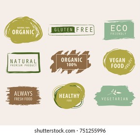 natural and organic green banner or label design. farm fresh product element.