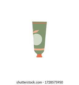 Natural organic hand cream in a tube flat vector illustration.Skincare concept.