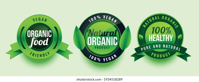 natural organic healthy food green labels design