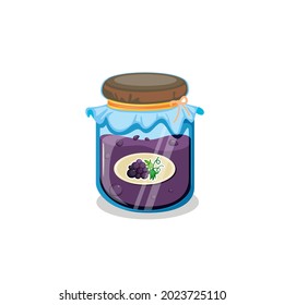 Natural organic homemade forest blackberry jam in glass jar. Vector 