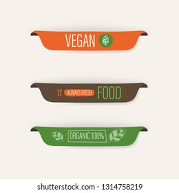 natural and organic label green color and vegan fresh food banner. agriculture mark logo badges design.