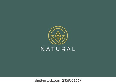 Natural Organic Leaf Simple Concept Logo Badge Geometric