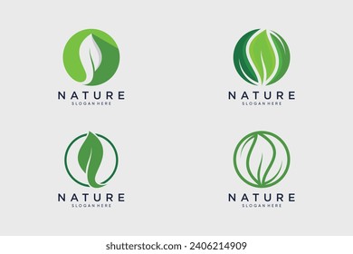 Vector de diseño de hoja de la colección de logotipos orgánicos naturales con idea creativa