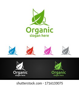 Natural and Organic Logo design template for Herbal, Ecology, Health, Yoga, Food, or Farm Concept