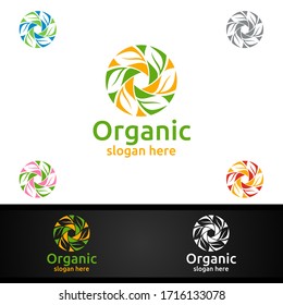 Natural and Organic Logo design template for Herbal, Ecology, Health, Yoga, Food, or Farm Concept