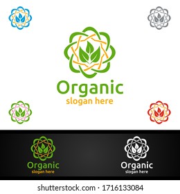 Natural and Organic Logo design template for Herbal, Ecology, Health, Yoga, Food, or Farm Concept