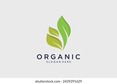 Natural organic logo leaf design vector illustration with creative idea