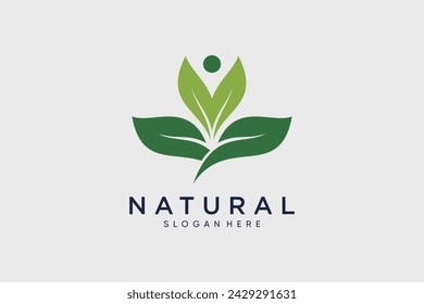 Natural organic logo leaf design vector illustration with creative idea