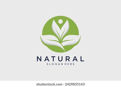 Natural organic logo leaf design vector illustration with creative idea
