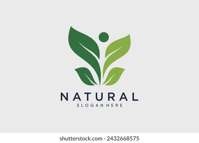 Ilustración vectorial de diseño de hoja de logotipo orgánico natural con idea creativa