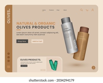 Natural and Organic Olives Product Hero Banner For Advertising.