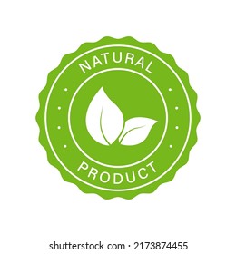 Natural Organic Product Green Stamp. Quality Fresh Natural Ingredients Sticker. Eco Friendly Healthy Food Label. Pure Symbol. 100 Percent Nature Certified Logo. Isolated Vector Illustration.