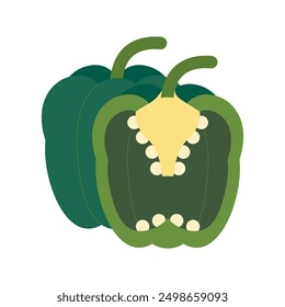 Natural Organic Vegetable Bell Pepper, Healthy Vector Green Food