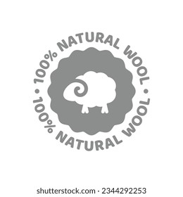 Natural organic wool vector label. Sheep wool material or fabric icon.